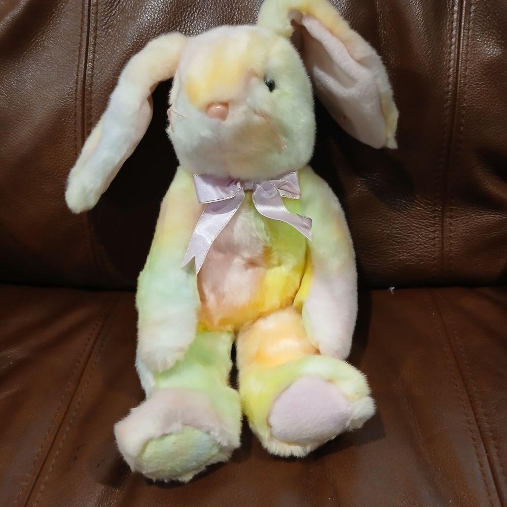 TY Large Beanie Buddy Plush Multicolor Bunny Toy Hippie